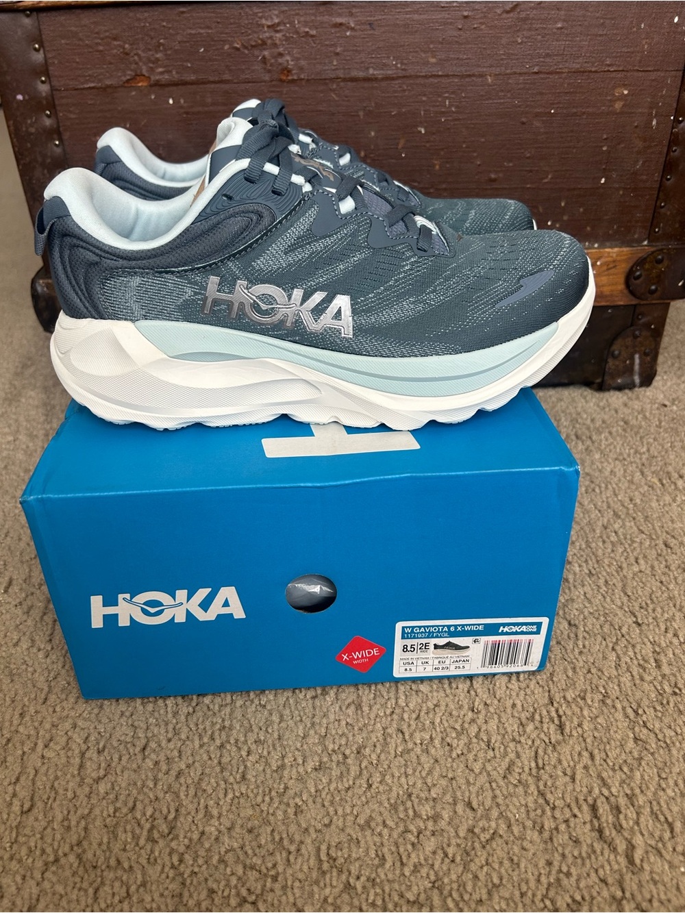 Hoka Women's Gaviota Wide Running Shoes - Slate Blue and Light Blue